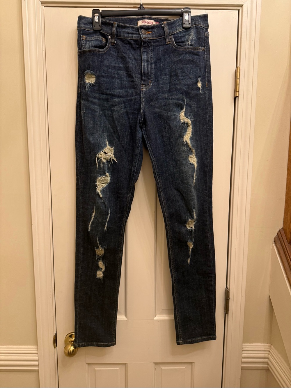 Eunina Super High Rise Distressed Skinny Jeans Size 13